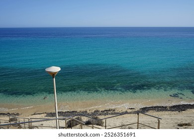 View of Esquinzo Beach, Playa de Esquinzo, on the Atlantic Ocean coast in October. Esquinzo, Fuerteventura, Las Palmas, Canary Islands, Spain. - Powered by Shutterstock