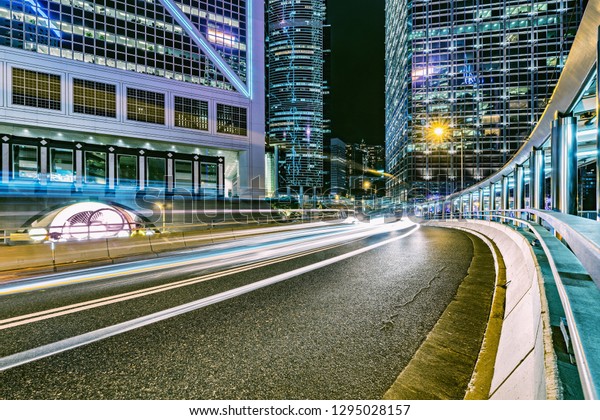View of the evening city streets in Central\
district. Hong Kong