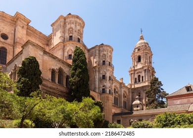 View Of The Facade Of The Malaga Cathedral Or Santa Iglesia Catedral Basílica De La Encarnación.