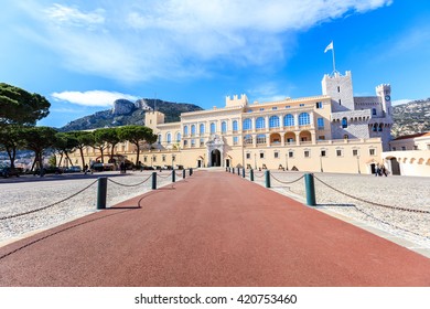 view of the facade of the Princes Palace of Monaco in Monaco-Ville, Monaco