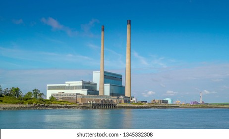 The View Of The Factory In Killimer Ireland. Killimer Is A Village In County Clare Ireland In A Civil Parish Of The Same Name.