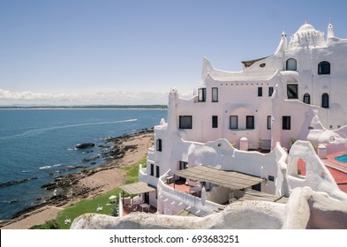 View from the famous Casapueblo, the Whitewashed cement and stucco buildings near the town of Punta Del Este. This is a hotel and a gallery art where use to work the famous artist and celebrity Carlos