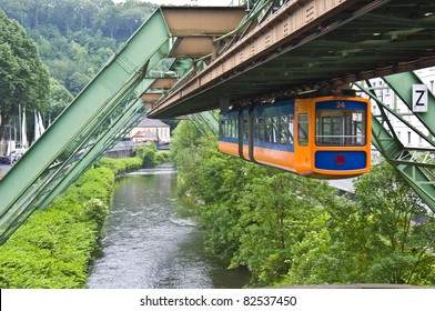 View Of The Famous Floating Tram In Wuppertal