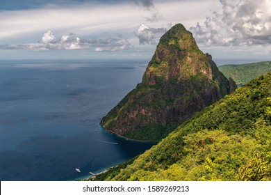 View Of The Famous Piton Mountains In St Lucia