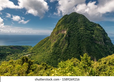 View Of The Famous Piton Mountains In St Lucia