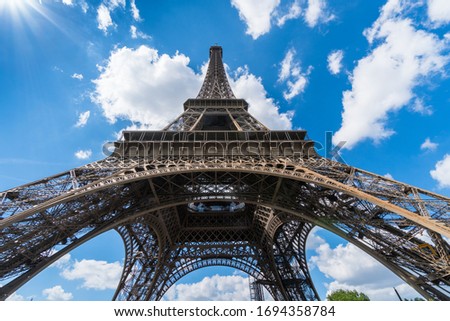 Similar – Eiffel Tower in summer on blue sky