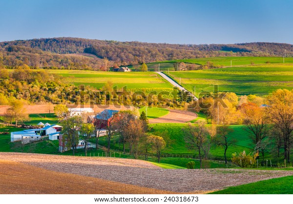 Rural Landscape Design Hills District View Farm Fields Rolling Hills Rural Stock Photo (Edit Now) 240318673