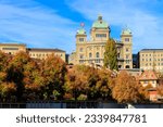 View of Federal Palace of Switzerland in Bern at autumn
