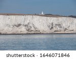 View from Ferry between Calais and Dover to the white cliffs in 