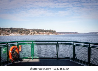 View From A Ferry Boat Going To Whidbey Island In Washington State. 