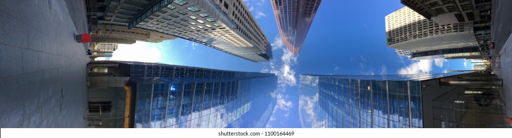 Up view in financial district, Toronto, Ontario, Canada