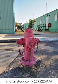 view of fire red  hydrant 