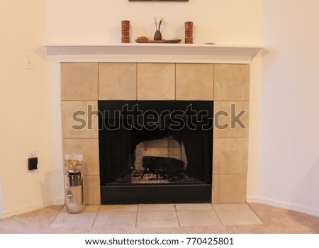 View Fireplace Residential Home Portland Oregon Usa Stock Photo