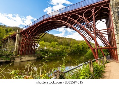 View up to the first iron bridge at Ironbridge, Telford,, Shropshire, landscape, wide angle - Powered by Shutterstock