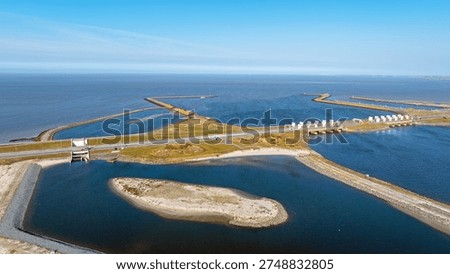 View of the fish migration river  between  the Wadden Sea and IJsselmeer in the Netherlands