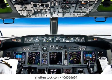 View From The Flight Deck Of A Modern Jet Airliner Plane