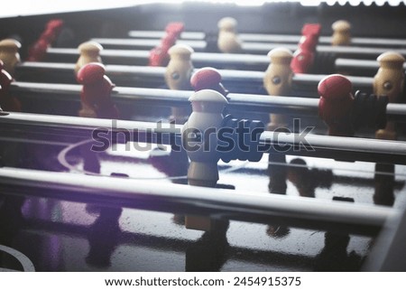 A view of a foosball table.