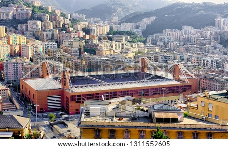 view of the football stadium Luigi Ferraris of Genoa, Italy