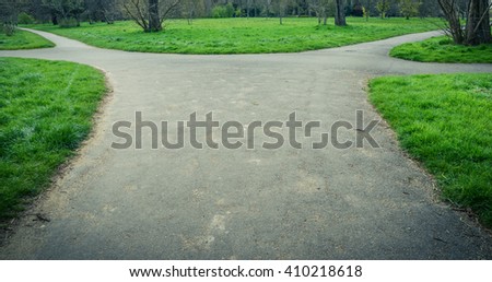 View of a fork path on a winter's day