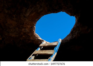 View Form The Cave Through The Hole To The Sky. Formentera. Spain.