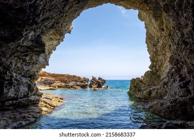 View Form Inside The Sea Cave. Mallorca.