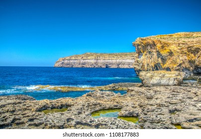 View of the former azure window at dwejra point, Gozo, Malta