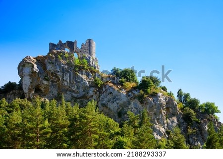 View of Fort de Sabarda while hiking the Cathar trail in the small village of Fenouillet