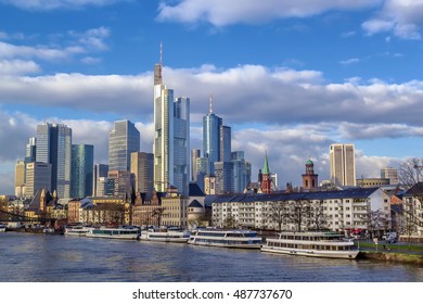 View Of Frankfurt Downtown From Main River, Germany