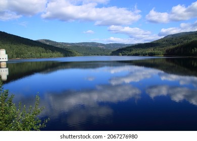 View Of The Frauenau Drinking Water Reservoir In The Bavarian Forest