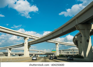 A view of freeway system in Houston TX, USA at i10 Katy freeway and Gessner Rd