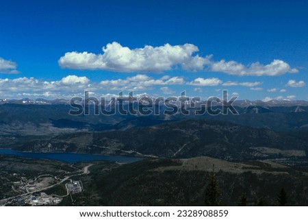View of Frisco, CO, Lake Dillon, and the surrounding Rocky Mountains from Mt, Victoria