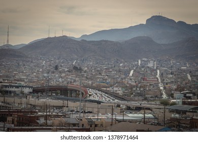 View Fron El Paso At Downtown Bridge To Juarez, Mexico