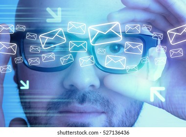View of a Futuristic technology user interface with retinal recognition