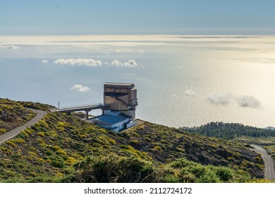A view of Galileo telescope over the atlantic sea, at the astronomical observatory of "El Roque de los Muchachos".