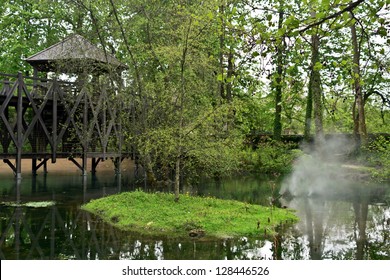 A View Of The Garden Of Clos Luce Manor House.