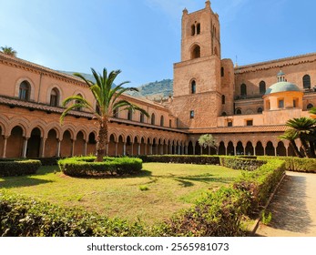 View of garden of monastery in Monreale in Sicily  - Powered by Shutterstock