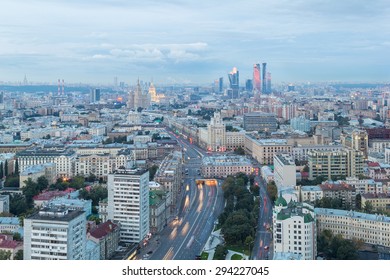 View Of Garden Ring And Skyscrapers Behind, Moscow