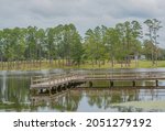 View of Geiger Lake in the wilderness of Pine Belt Region of Hattiesburg, Mississippi