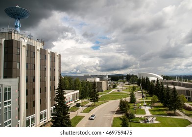 View to Geophysical institute and campus of University of Fairbanks, Alasla, USA