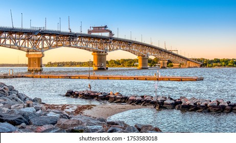 View Of George P. Coleman Memorial Bridge From Yorktown Beach, Yorktown VA USA