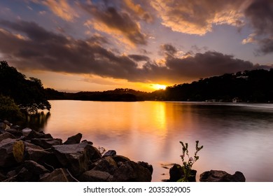 View Of Georges River Against Sunset Sky