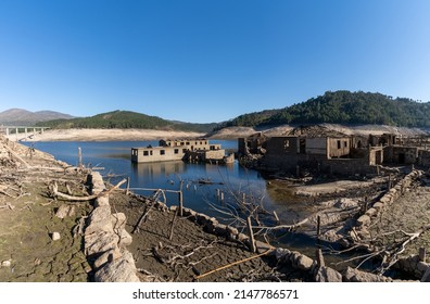 A view of the ghost town of Aceredo in the Alto Lindoso reservoir