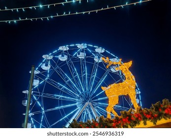 View of the giant ferris wheel illuminated during christmas time in Tuscany, Italy - Powered by Shutterstock