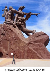 View The Giant Statue From Behind, African Renaissance Monument, Dakar, Senegal