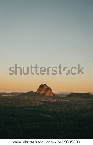 View of Glass House Mountains at Sunrise from Wild Horse Mountain