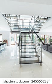 View Of Glass Stairs In Modern House