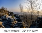 view from gohrisch in the saxon switzerland during autumn sunrise, germany