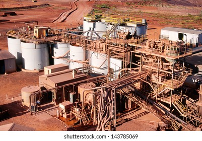 View of Gold Mining processing plant in the desert of Australia
