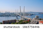 View of Golden Bridge over Golden Horn Bay of Vladivostok