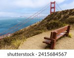 View of the Golden Gate Bridge from the Battery Spencer overlook in Sausalito, California, USA.